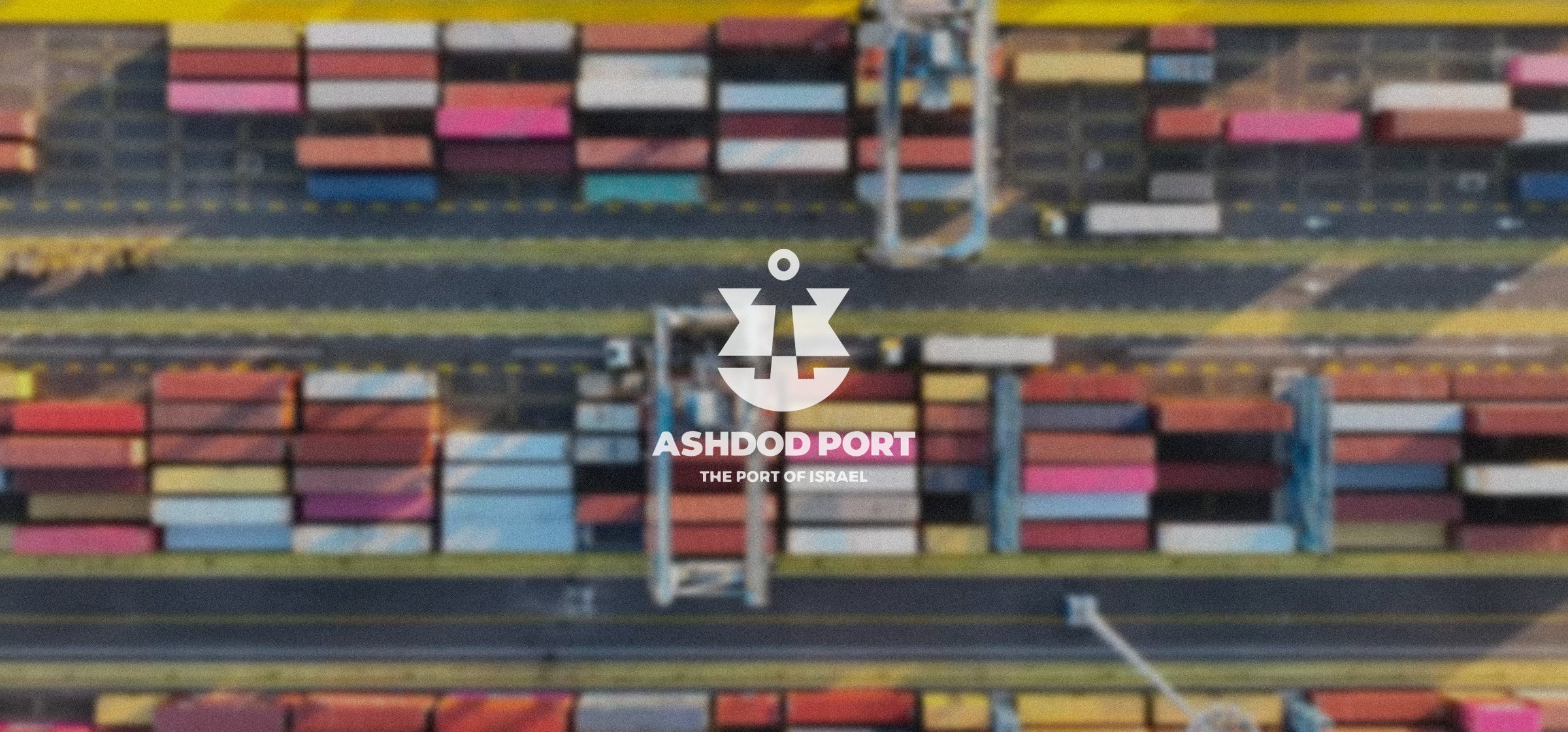 Aerial view of container stacks and cranes at Ashdod Port