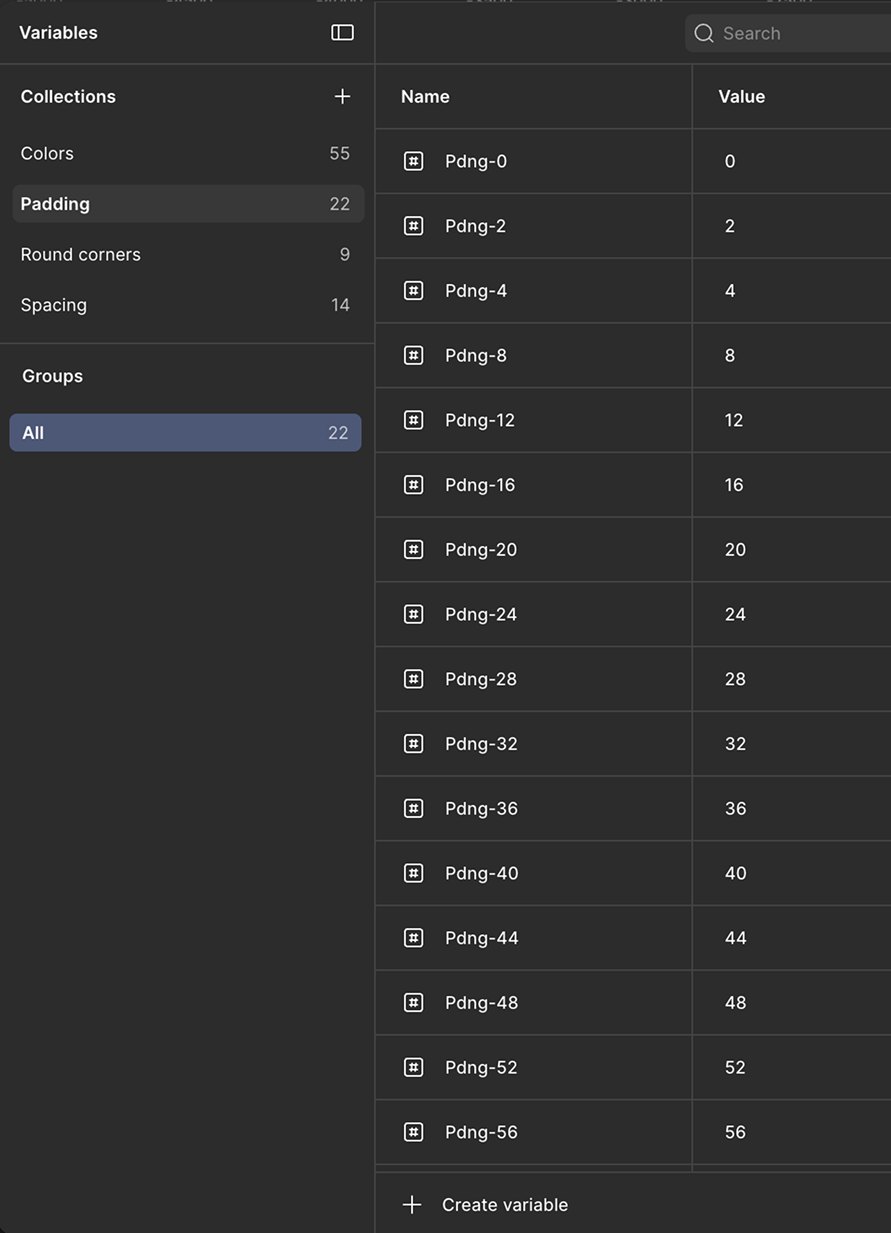 Spacing variables in the design system