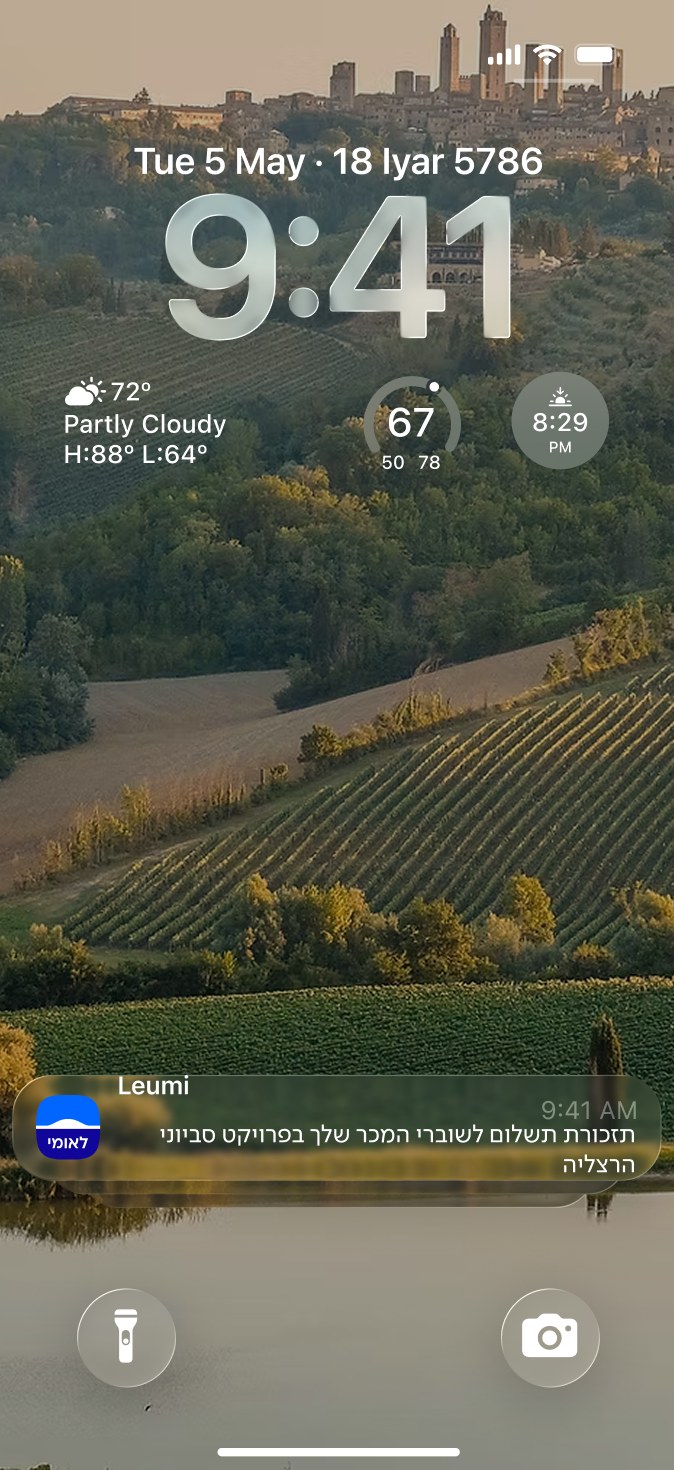 Lock screen notification: a payment reminder for your sales vouchers